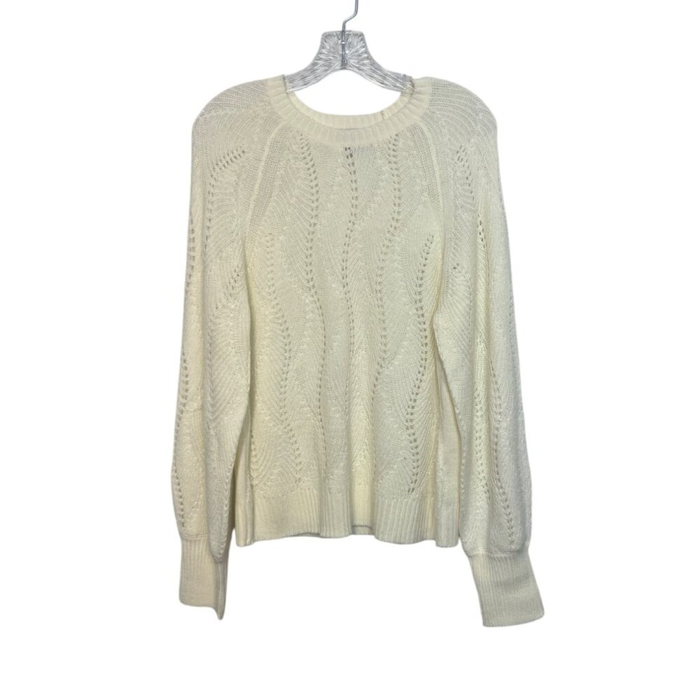 Harlow‎ & Rose Cable Knit Sweater Womens Large Cream Long Sleeve Lightweight
